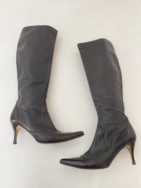 Vintage Cole Haan Boots w Heel Shoes Brown Pointed Toe